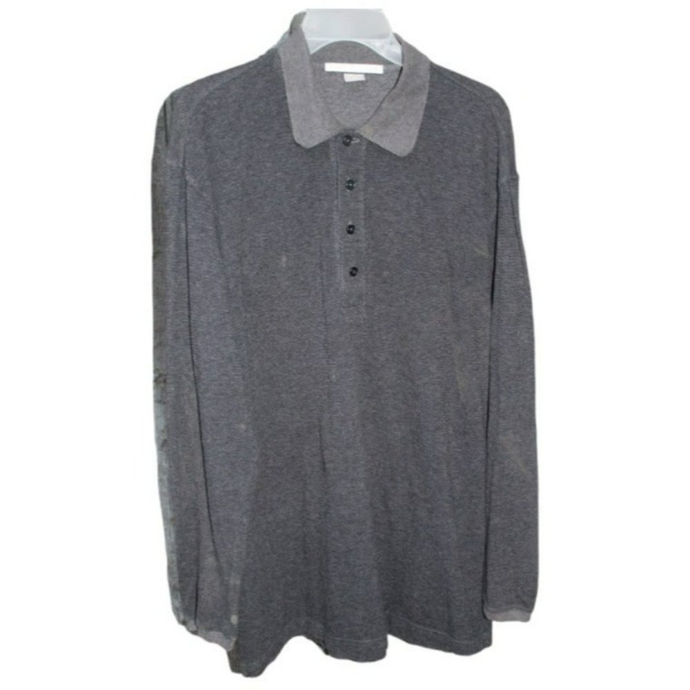 Perry Ellis Long Sleeve Gray Collared Polo Shirt / Size: L